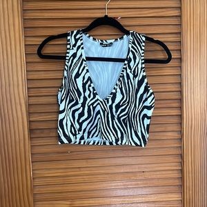 Shein Zebra V Neck Tank Top Going Out Top